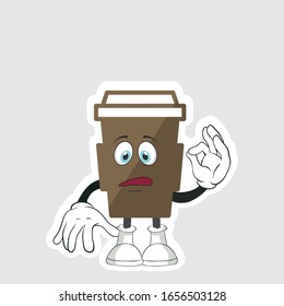 coffee cup cartoon characters design with expression. you can use for stickers, pins or patches