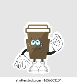 coffee cup cartoon characters design with expression. you can use for stickers, pins or patches