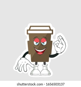 dibujos animados de café con expresión. puede usarse para pegatinas, pasadores o parches