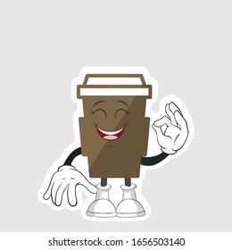 coffee cup cartoon characters design with expression. you can use for stickers, pins or patches