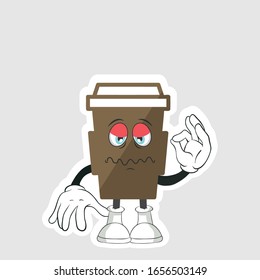 coffee cup cartoon characters design with expression. you can use for stickers, pins or patches