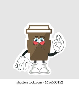 coffee cup cartoon characters design with expression. you can use for stickers, pins or patches