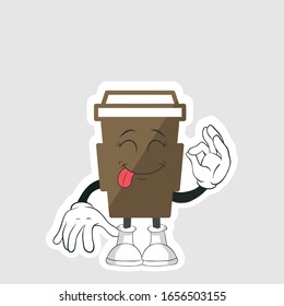 coffee cup cartoon characters design with expression. you can use for stickers, pins or patches
