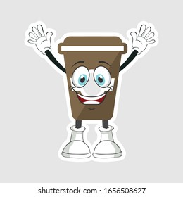 Kaffeetasse Cartoon Figuren Design mit Ausdruck. Sie können für Aufkleber, Stifte oder Pflaster verwenden