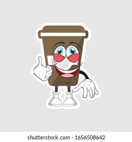 dibujos animados de café con expresión. puede usarse para pegatinas, pasadores o parches