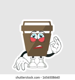 coffee cup cartoon characters design with expression. you can use for stickers, pins or patches