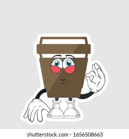 coffee cup cartoon characters design with expression. you can use for stickers, pins or patches