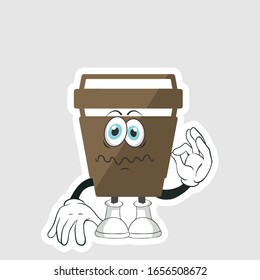coffee cup cartoon characters design with expression. you can use for stickers, pins or patches