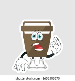coffee cup cartoon characters design with expression. you can use for stickers, pins or patches