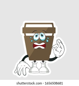 coffee cup cartoon characters design with expression. you can use for stickers, pins or patches