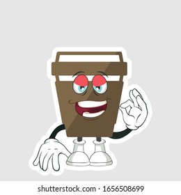 coffee cup cartoon characters design with expression. you can use for stickers, pins or patches