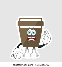 coffee cup cartoon characters design with expression. you can use for stickers, pins or patches