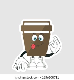coffee cup cartoon characters design with expression. you can use for stickers, pins or patches