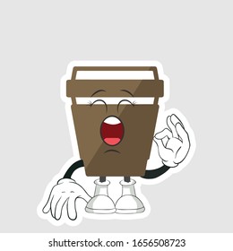 coffee cup cartoon characters design with expression. you can use for stickers, pins or patches