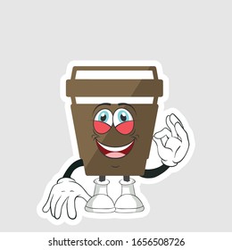 coffee cup cartoon characters design with expression. you can use for stickers, pins or patches