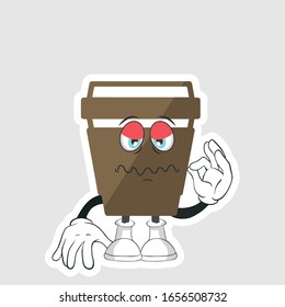 coffee cup cartoon characters design with expression. you can use for stickers, pins or patches