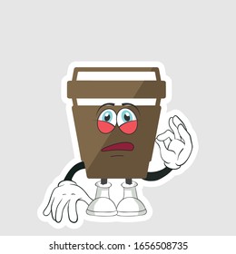 coffee cup cartoon characters design with expression. you can use for stickers, pins or patches