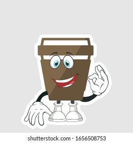 coffee cup cartoon characters design with expression. you can use for stickers, pins or patches