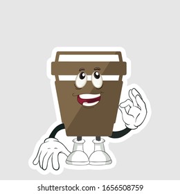 coffee cup cartoon characters design with expression. you can use for stickers, pins or patches