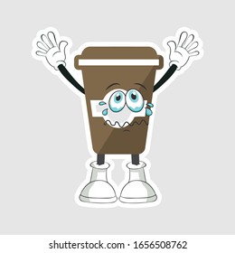 coffee cup cartoon characters design with expression. you can use for stickers, pins or patches