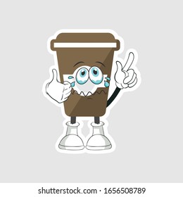 coffee cup cartoon characters design with expression. you can use for stickers, pins or patches