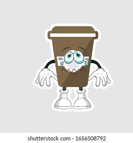 coffee cup cartoon characters design with expression. you can use for stickers, pins or patches