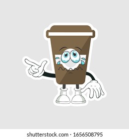 coffee cup cartoon characters design with expression. you can use for stickers, pins or patches