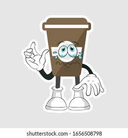 coffee cup cartoon characters design with expression. you can use for stickers, pins or patches