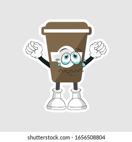 coffee cup cartoon characters design with expression. you can use for stickers, pins or patches
