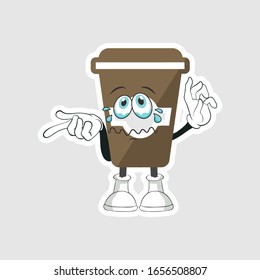 coffee cup cartoon characters design with expression. you can use for stickers, pins or patches
