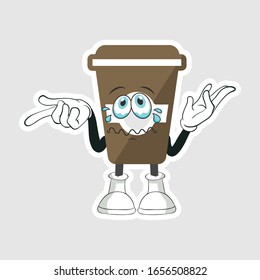 coffee cup cartoon characters design with expression. you can use for stickers, pins or patches