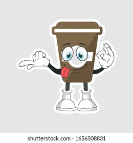 coffee cup cartoon characters design with expression. you can use for stickers, pins or patches