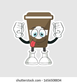 coffee cup cartoon characters design with expression. you can use for stickers, pins or patches