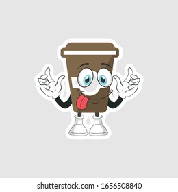 coffee cup cartoon characters design with expression. you can use for stickers, pins or patches