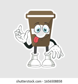 coffee cup cartoon characters design with expression. you can use for stickers, pins or patches