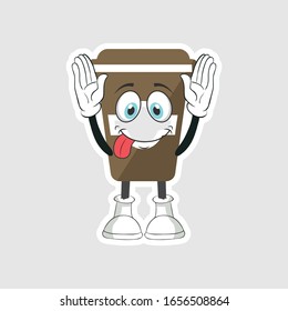 coffee cup cartoon characters design with expression. you can use for stickers, pins or patches