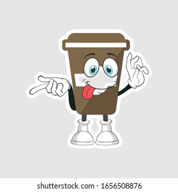 dibujos animados de café con expresión. puede usarse para pegatinas, pasadores o parches