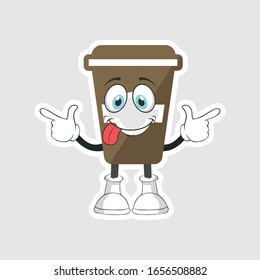 coffee cup cartoon characters design with expression. you can use for stickers, pins or patches