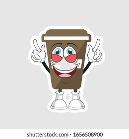 coffee cup cartoon characters design with expression. you can use for stickers, pins or patches
