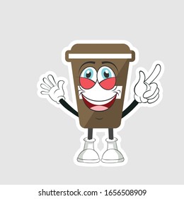 coffee cup cartoon characters design with expression. you can use for stickers, pins or patches