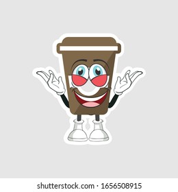 coffee cup cartoon characters design with expression. you can use for stickers, pins or patches
