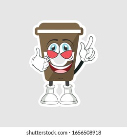 coffee cup cartoon characters design with expression. you can use for stickers, pins or patches