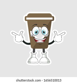 coffee cup cartoon characters design with expression. you can use for stickers, pins or patches