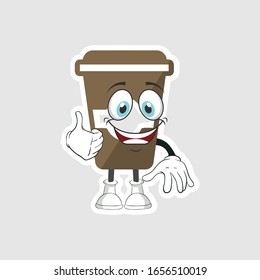 dibujos animados de café con expresión. puede usarse para pegatinas, pasadores o parches