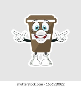 coffee cup cartoon characters design with expression. you can use for stickers, pins or patches