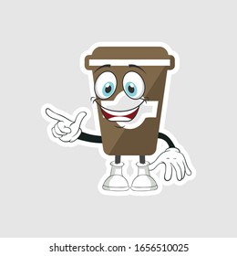 coffee cup cartoon characters design with expression. you can use for stickers, pins or patches
