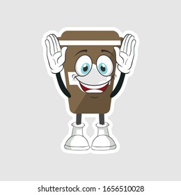 coffee cup cartoon characters design with expression. you can use for stickers, pins or patches