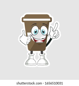 coffee cup cartoon characters design with expression. you can use for stickers, pins or patches