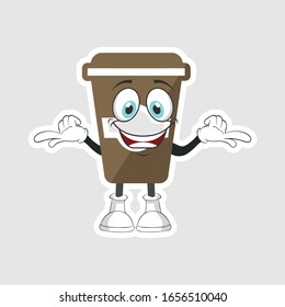 coffee cup cartoon characters design with expression. you can use for stickers, pins or patches