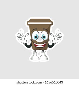 coffee cup cartoon characters design with expression. you can use for stickers, pins or patches